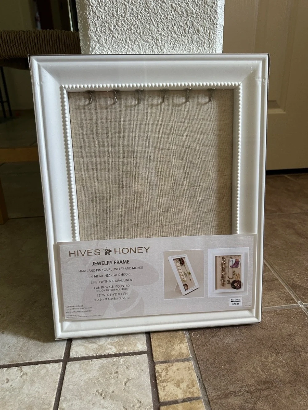 Hives & Honey Medium Pinboard Jewelry Frame White